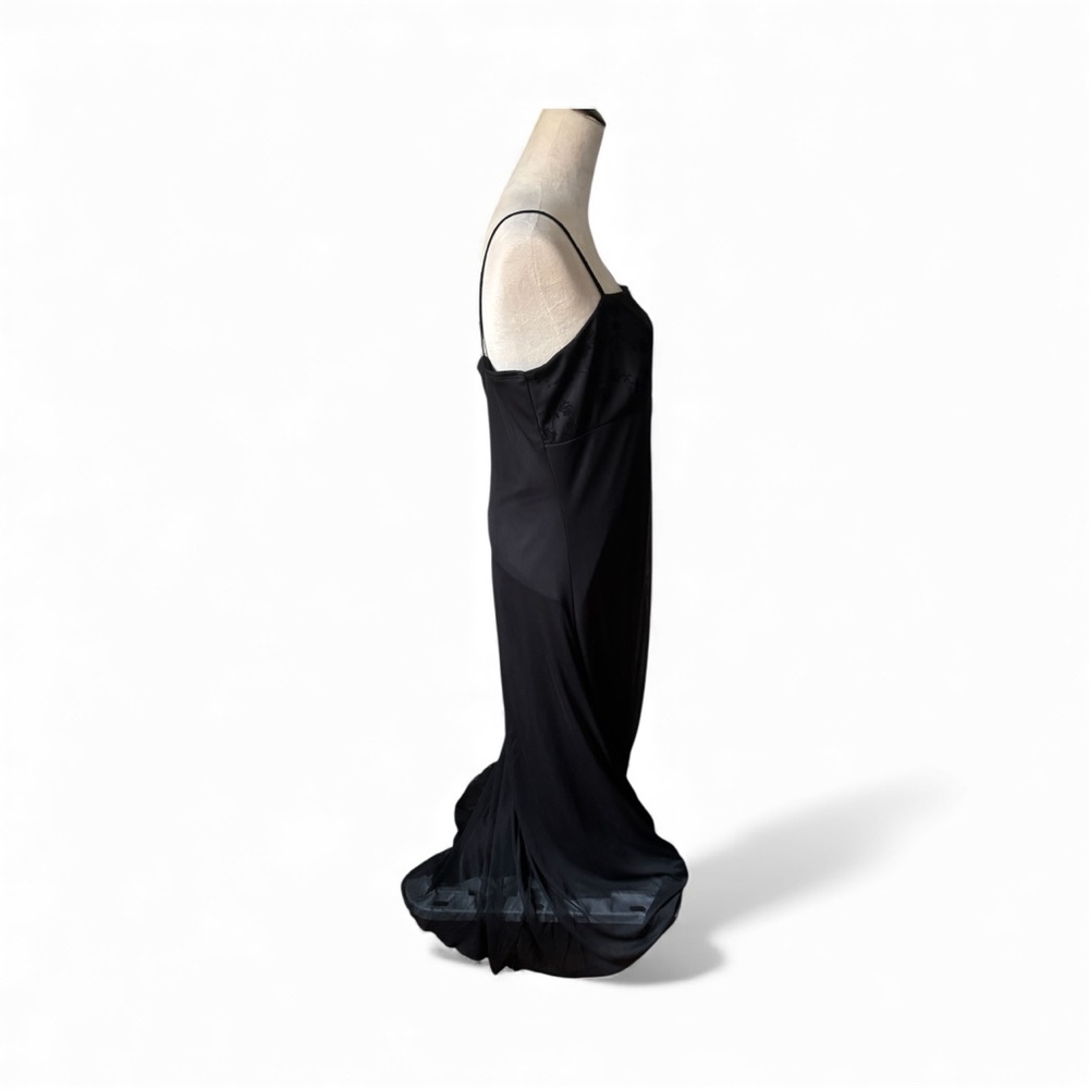 Vintage Y2K Sz 14 California Concepts Sheer Black Floral Empire Waist Prom Dress - Picture 7 of 9